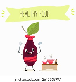 Cereja, fruta, cornélio, cornus, personagens alegres engraçados. Ilustração desenhada à mão vetorial.