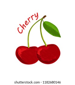 Cherry, Fruit Doodle Drawings Vector Illustration