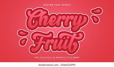 Cherry Fruit Editable Text Effect Template suitable for Tasty fruit theme