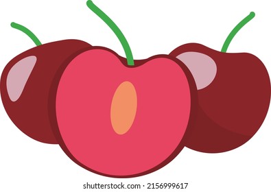 Cherry fruit flat icon, vector illustration