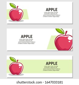 Cherry fruit flat illustration with leaves vector banner background set of 3. Scalable and editable. Vector design for banner, background, card, landing page, brochure, flyer, cover