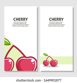 Kirschfrucht flache Illustration mit Blättern Vektorillustration Banner Hintergrund Set von 2. Skalierbar und editierbar. Vektorillustration-Design für Banner, Hintergrund, Karte, Landungsseite, Broschüre, Flyer, Cover