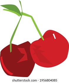 Cherry fruit flat illustration. Cherry logo. Cherry icon.