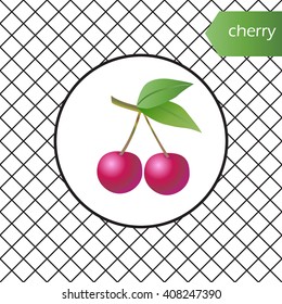 Cherry fruit in frame. Vector Illustration