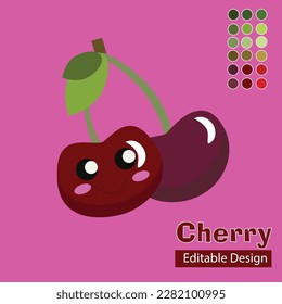 Cherry Fruit Fresh Illustration Vector logo and Icon