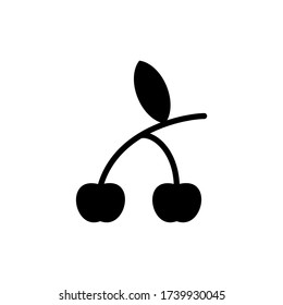 Cherry fruit glyph icon design vector, fresh natural fruit mark vector illustration.