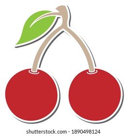 Cherry-Obst handgezeichnet doodle Aufkleber Design Vektorgrafik