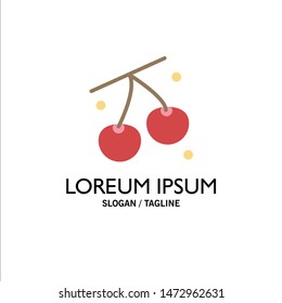 Cherry, Fruit, Healthy, Easter Business Logo Template. Flat Color