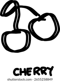ícone de fruta cereja em estilo doodle