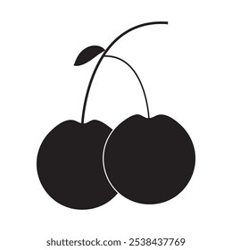 Icono de la fruta de cereza. fruta fresca aislada sobre fondo blanco. Ilustración vectorial.