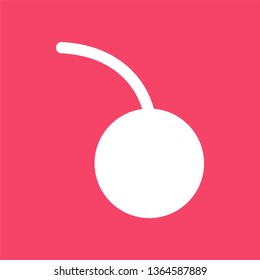 Cherry fruit icon - glyph red and white Vector - Vector