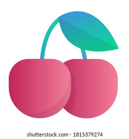 Cherry, the fruit icon. Gradient vector illustration
