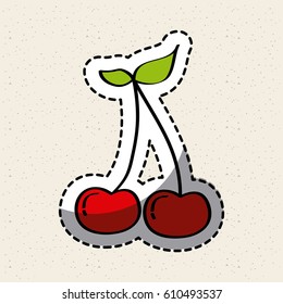cherry fruit icon over white background. colorful design. vector illustration