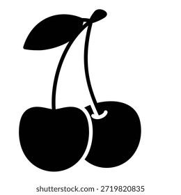 Ícone de fruta de cereja com caule e folhas