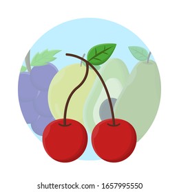 Cherry Fruit Icon Vector Design