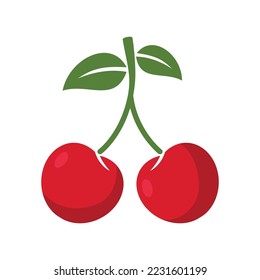 cherry fruit icon vector design template in white background