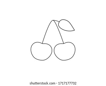 Kirsche, Fruchtsymbol. Vektorillustration, Flachdesign.