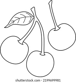 Página de Colores Aislados de Frutas de Cerezo para Niños