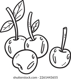 Cherry Fruit Isolated Coloring Page for Kids