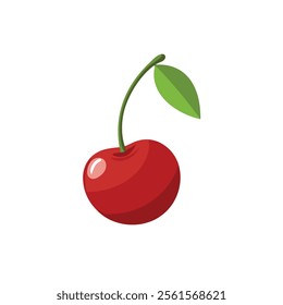 
Cherry fruit isolated flat vector illustration on white background.