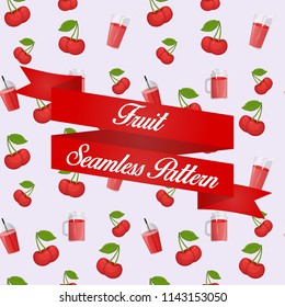 Cherry Fruit Juice Seamless Pattern Background