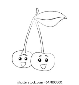 cherry fruit kawaii character