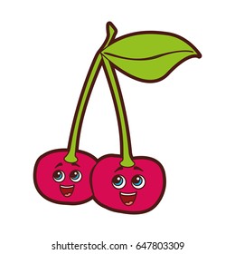 cherry fruit kawaii character