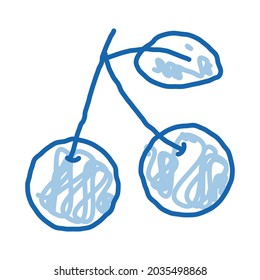 Cherry Fruit Leaf sketch icon vector. Hand drawn blue doodle line art Cherry Fruit Leaf sign. isolated symbol illustration