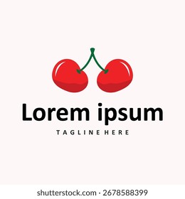 Cherry fruit logo design concept red fruit with silhouette and farmer symbol illustration icon template vector design