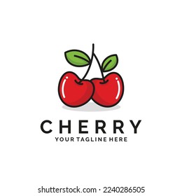 Cherry fruit logo design vector illustration