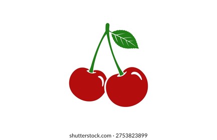cherry fruit logo icon vector illustration. isolated on transparent background