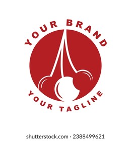 Logo de Cherry Fruit, ilustración del vector de planta de color rojo, diseño de la tienda de frutas, empresa, adhesivo, marca de producto