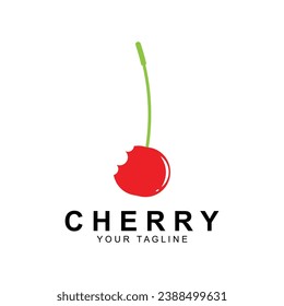 Cherry Fruit logo, Red Colored plant vector illustration, Fruit Shop Design, Company, Sticker, Product Brand