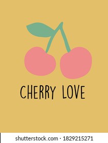 cherry fruit love summer slogan 