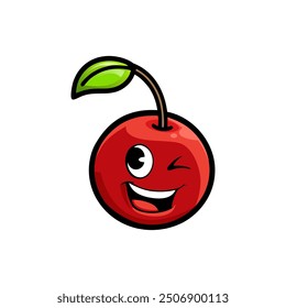 Cherry fruit mascot design, cute cartoon character illustration