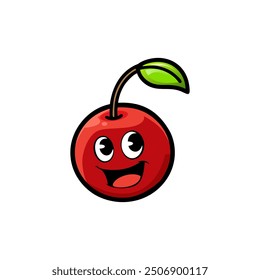 Diseño de la mascota de la fruta de cereza, ilustración linda del carácter de la historieta