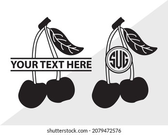 Cherry Fruit Monogram, Summer Fruit Printable Vector Illustration