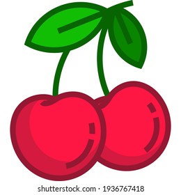 Cherry fruit for a more natural life. Fruit vector drawing. Cherry icon.