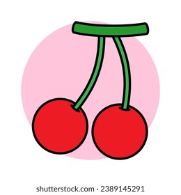 Cherry Fruit Organic Food Vector Illustration