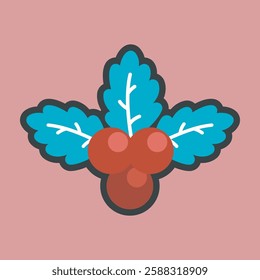 cherry fruit with outline flat vector design