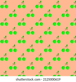 a cherry fruit pattern design with background pastel stagnant color suitable for feminism or children and toddler clothing patterns and can also be a backdrop decoration