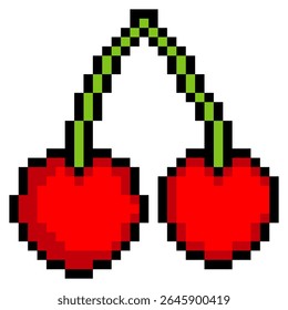  Cherry fruit in pixel art style
