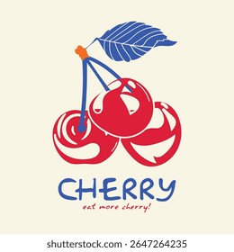 Cherry fruit print. Cherry slogan typography text. fashion graphic prints for cherries fruit, graffiti text print design. Fruit vintage t-shirt design, summer t-shirt design, women's t-shirt