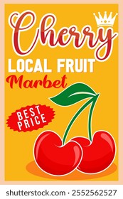 Cherry fruit retro discount poster vector image