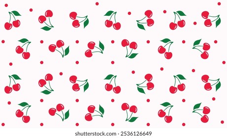 Cherry fruit seamless background design 