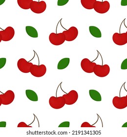 cherry fruit seamless pattern on white background