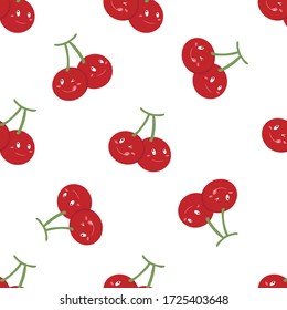 Cherry Fruit Seamless Pattern would be perfect for fabric, textile, gift wrap, wallpaper, surface designer, background, backdrop, and ornament.