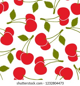 Cherry fruit seamless vector pattern with illustrator.concept of healthy eating. Food texture.Vector illustration Eps 10.vector high detail. 