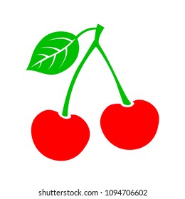 Cherry fruit sign. Sweet berry simple flat icon – stock vector