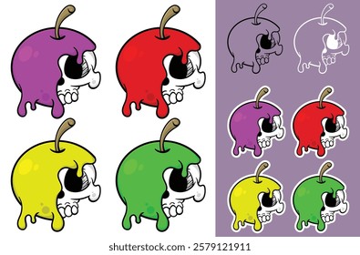 Cherry fruit and skull graffiti art full color vector, eps 10, editable.